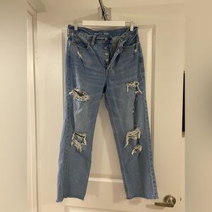 Old Navy Extra High-Rise Sky-Hi Straight Distressed Jeans